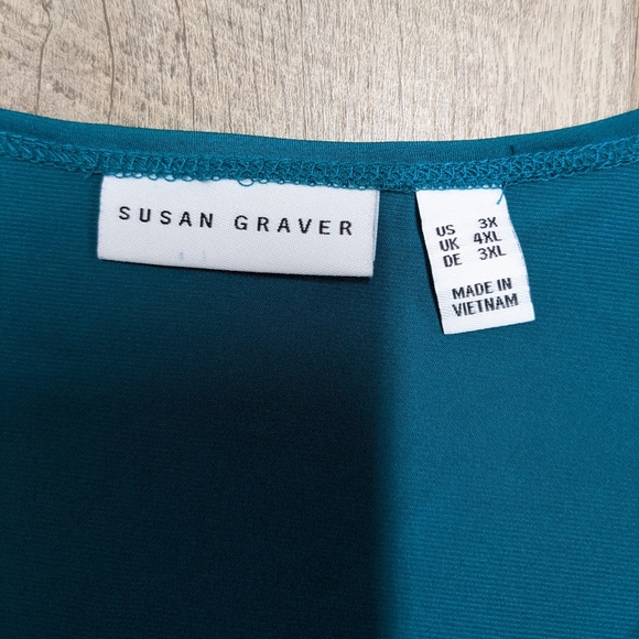 Susan Graver Teal Sleeveless Top - Picture 7 of 9